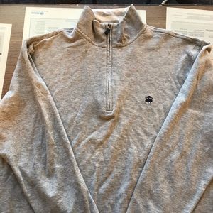 Brooks Brothers 1/4 zip shirt. Grey, Large